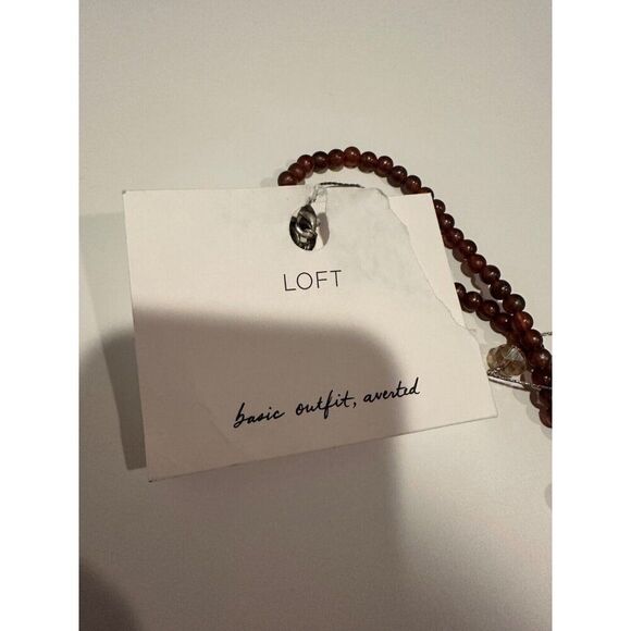 The Loft Beaded Brown Neutral Layered Necklace NEW Boho - Picture 2 of 5